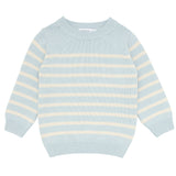 Minnow Light Blue and Cream Stripe Knit Sweater