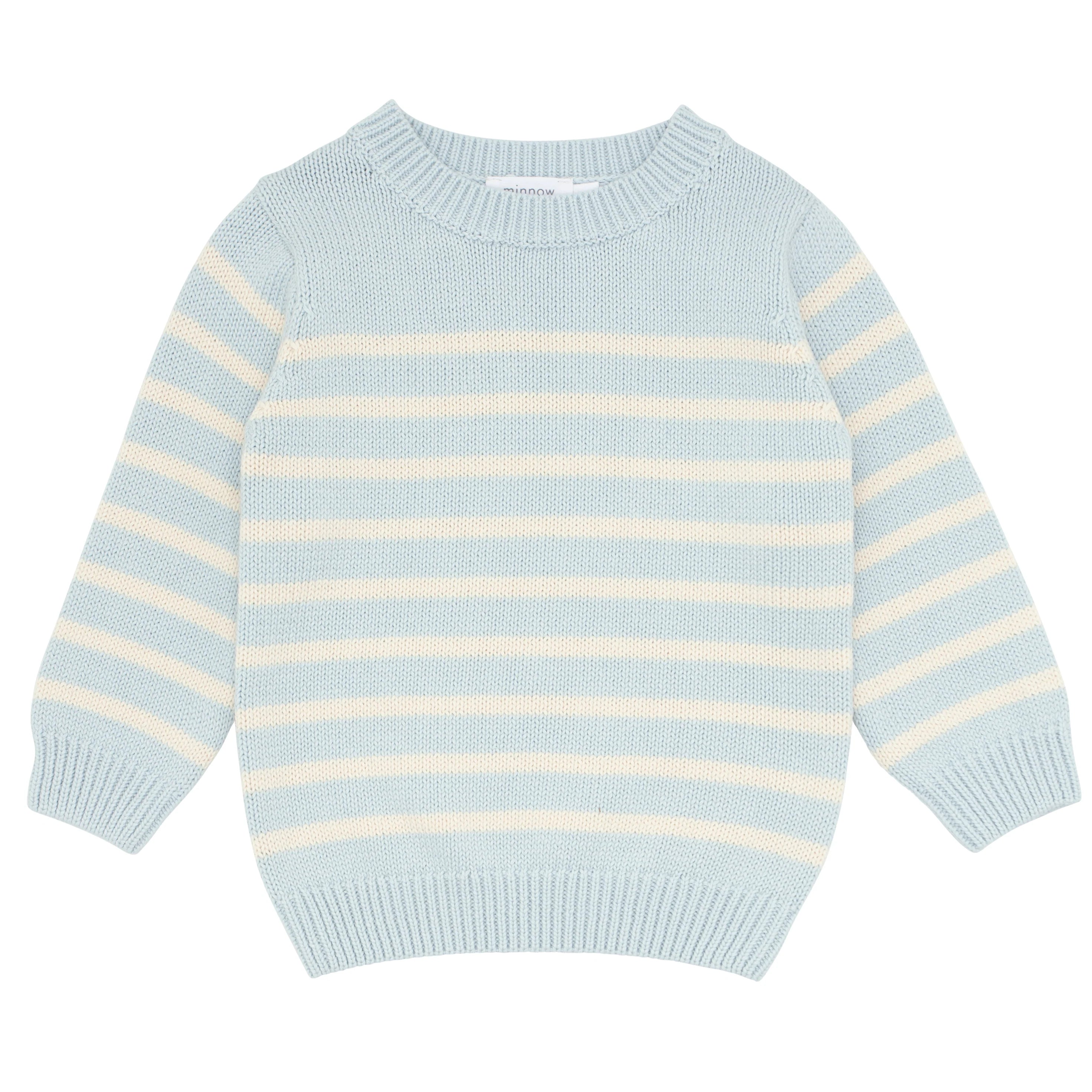 Minnow Light Blue and Cream Stripe Knit Sweater