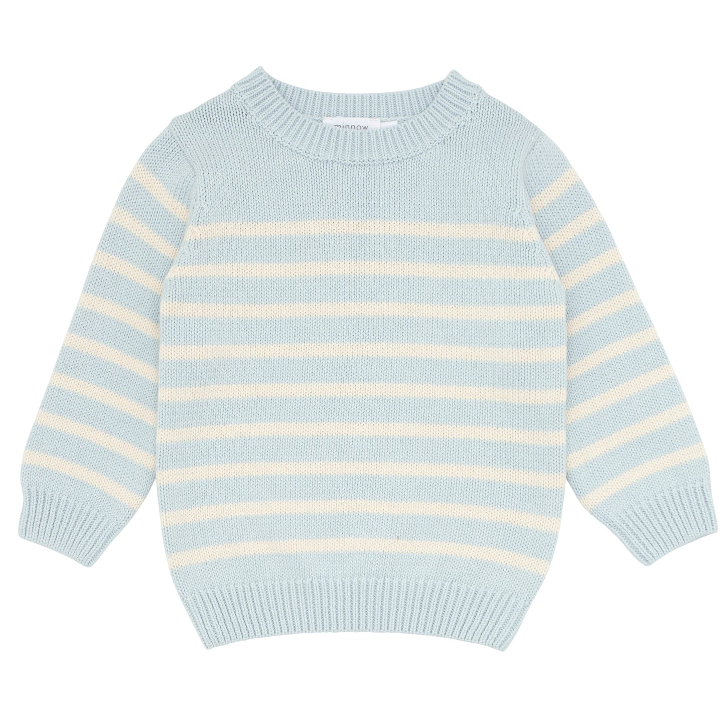 Minnow Light Blue and Cream Stripe Knit Sweater