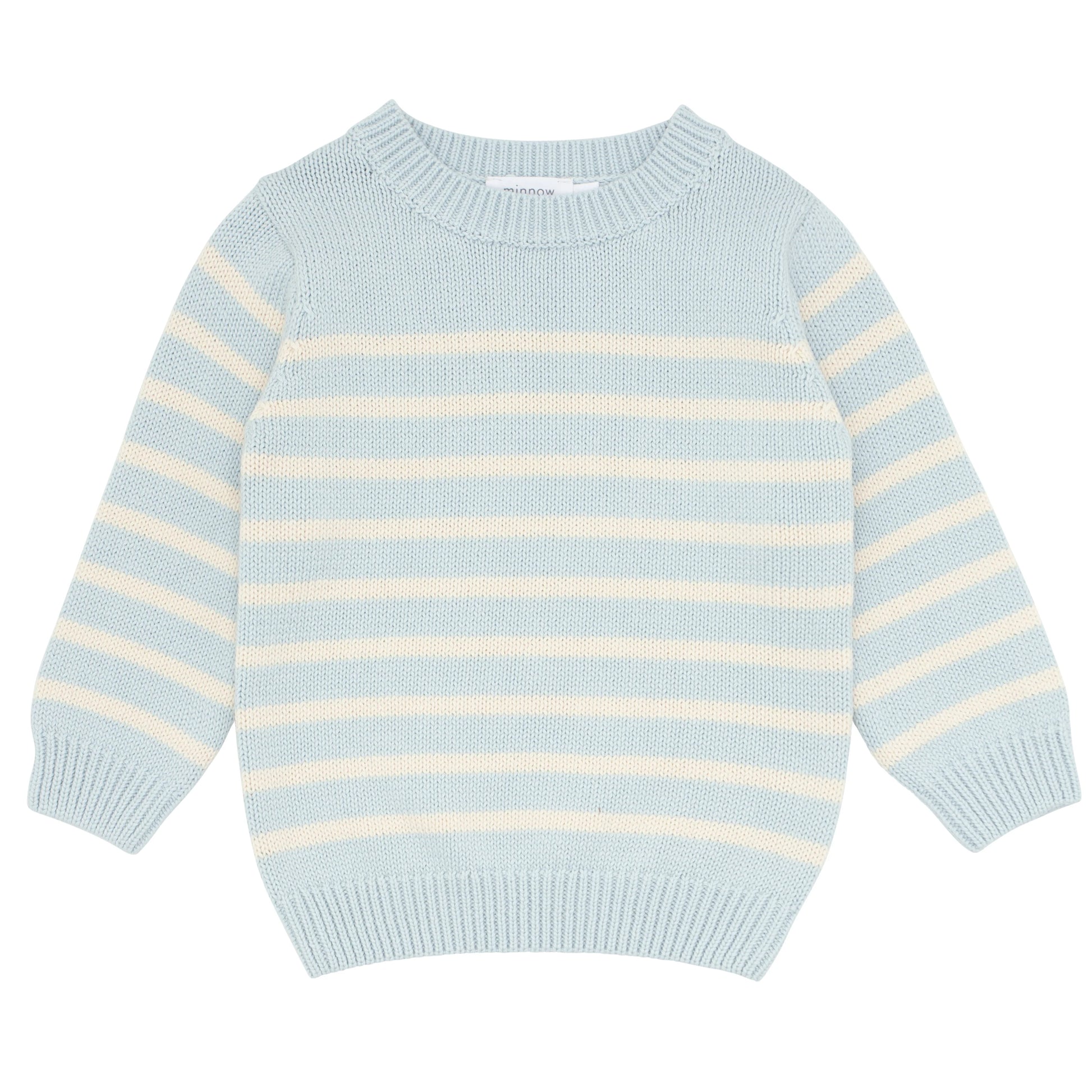 Minnow Light Blue and Cream Stripe Knit Sweater