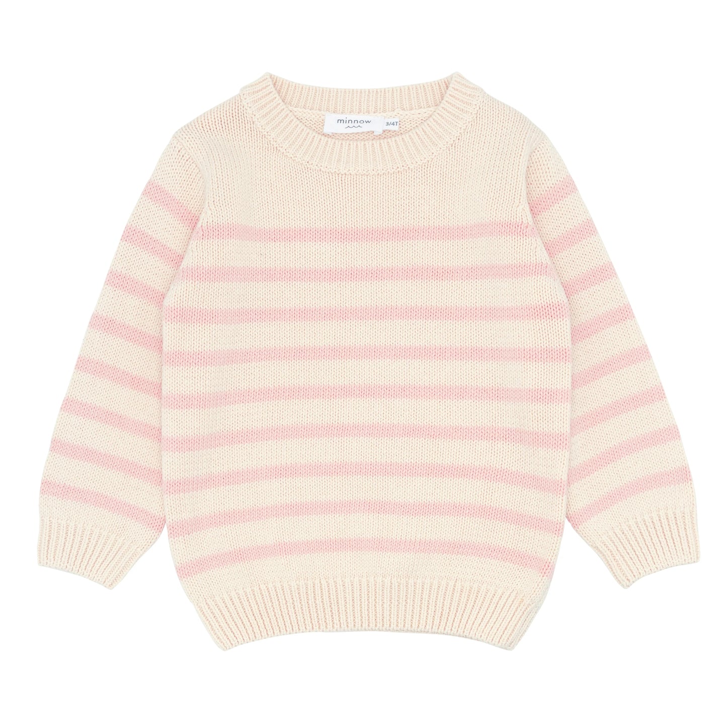 Minnow Cream and Pink Stripe Knit Sweater