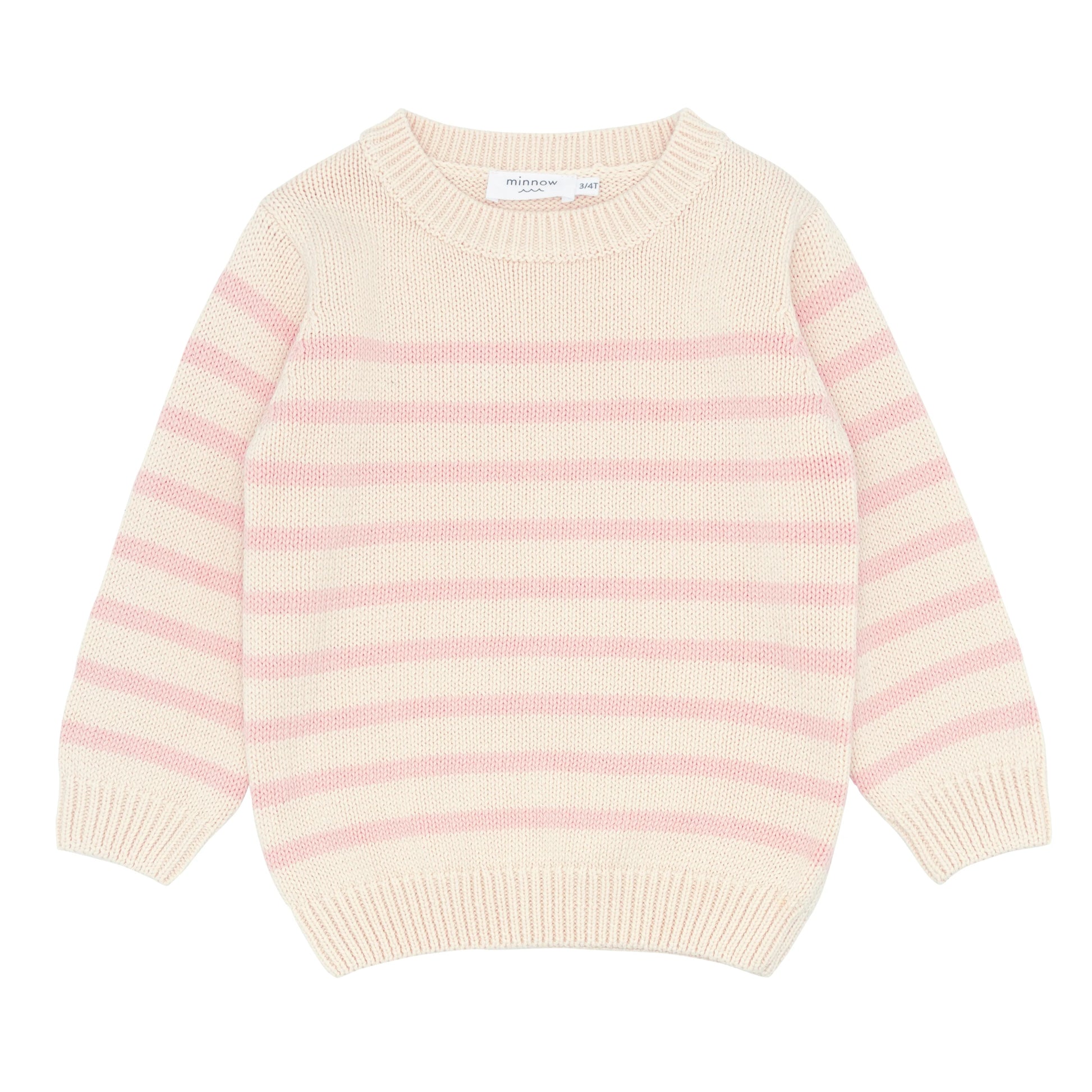 Minnow Cream and Pink Stripe Knit Sweater