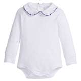 Little English Piped Peter Pan Shirt - Gray Blue 