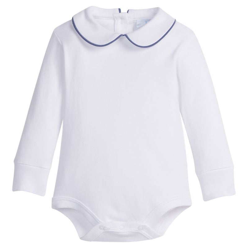 Little English Piped Peter Pan Shirt - Gray Blue 