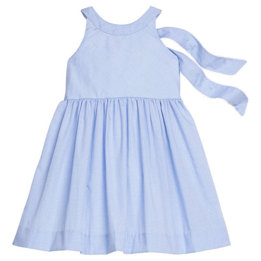 Little English Bow Back Annie Dress- Royal Mini Gingham