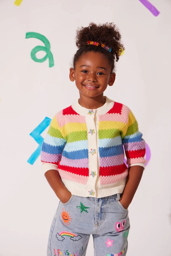 Lola and the Boys Rainbow Bright Knit Cardigan