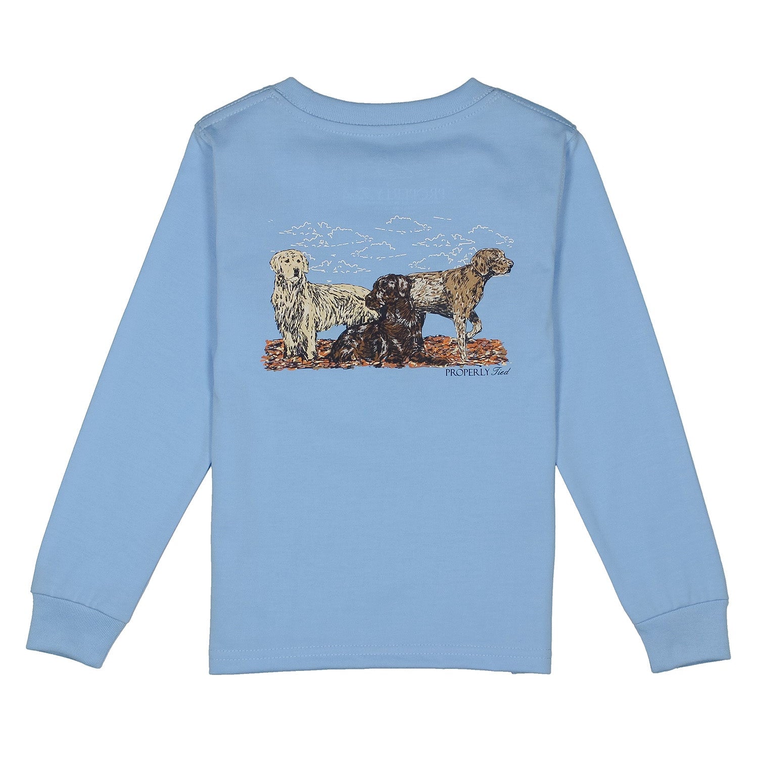 Properly Tied Hunting Dogs Long Sleeve Tee - Light Blue