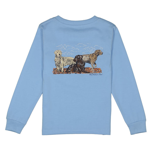 Hunting Dogs Long Sleeve Tee - Light Blue