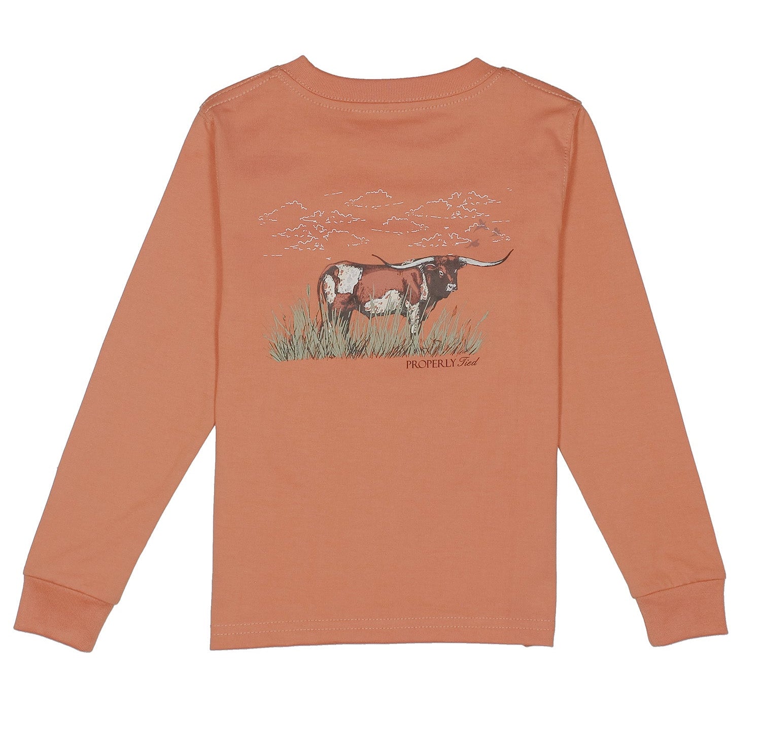 Properly Tied Longhorn Long Sleeve Tee - Mango
