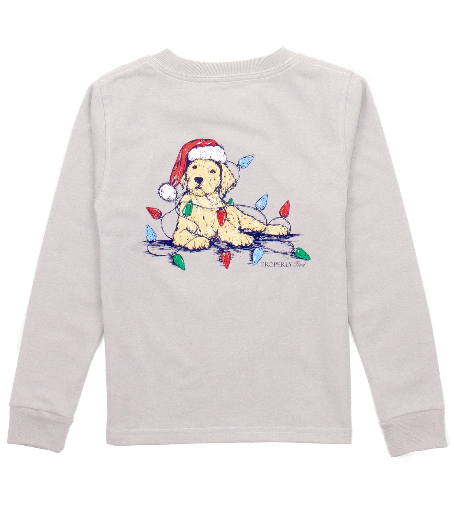 Properly Tied Santa Paws Long Sleeve Tee - Ice Grey