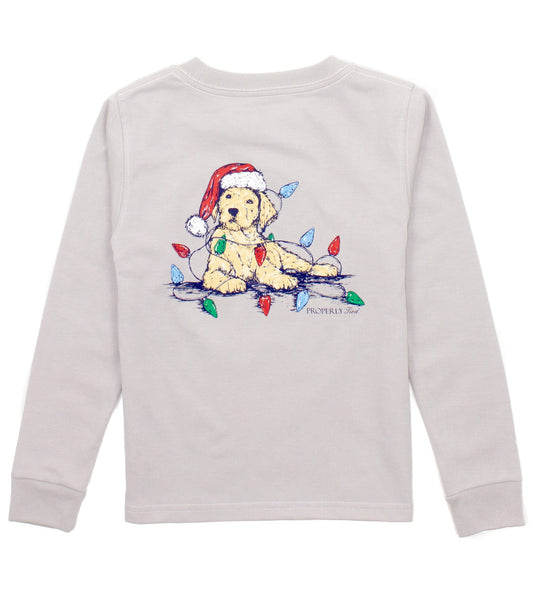 Properly Tied Santa Paws Long Sleeve Tee - Ice Grey
