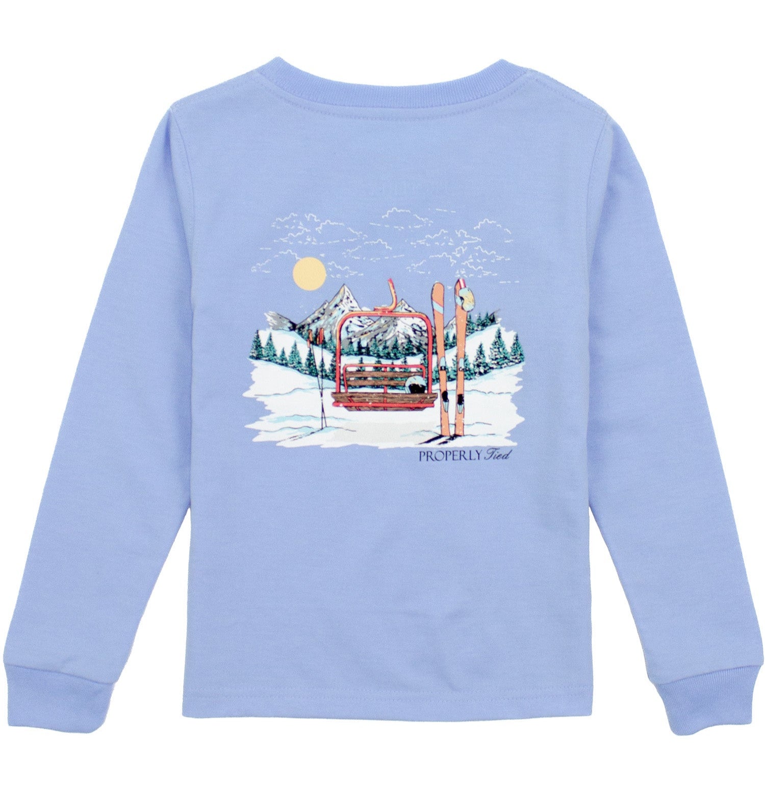 Properly Tied Ski Lift Long Sleeve Tee- Light Blue