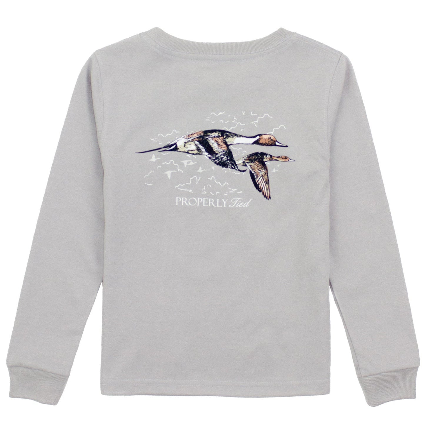 Properly Tied Pintails Long Sleeve Tee- Ice Gray
