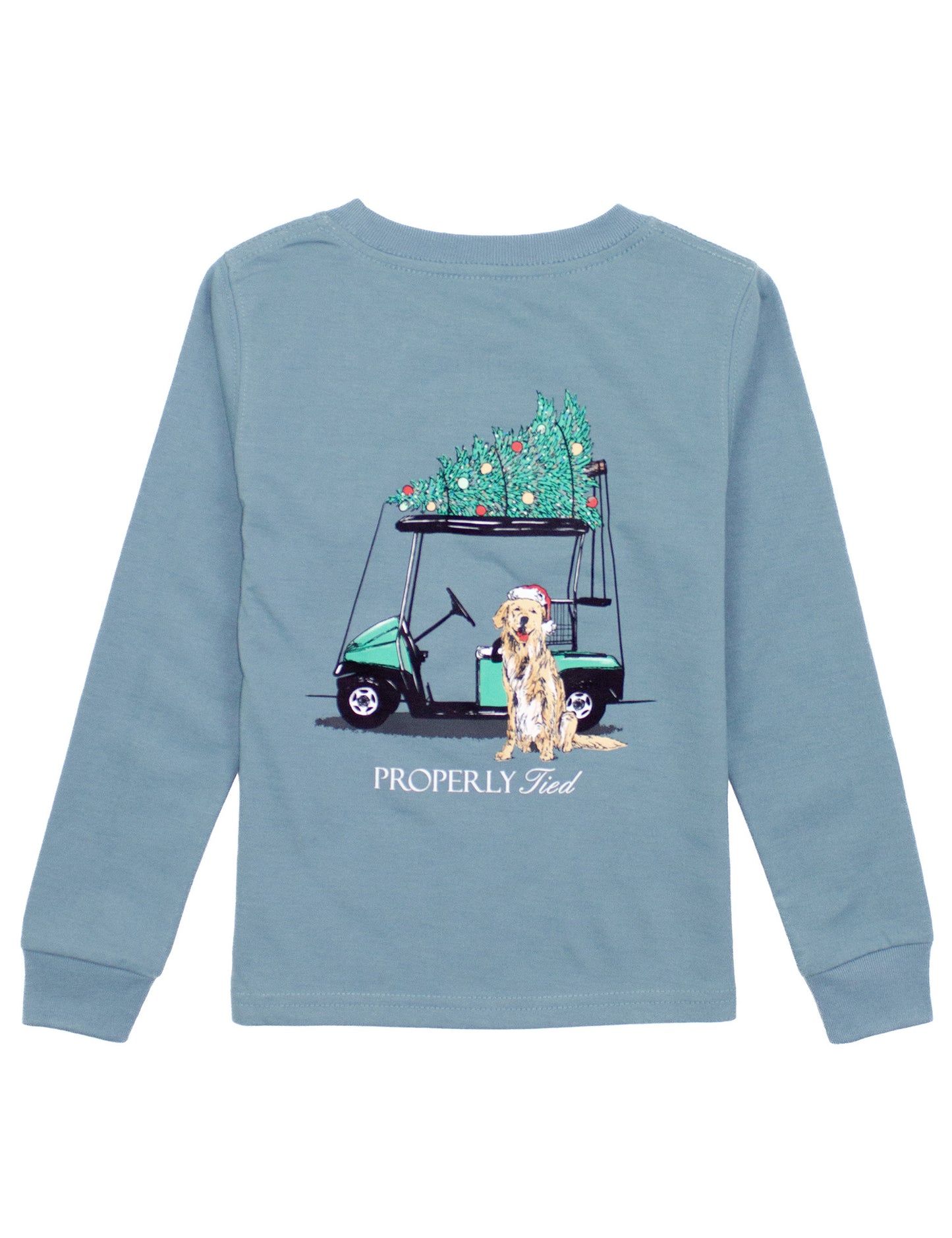 Santa's Caddy Long Sleeve Tee - Steel Blue