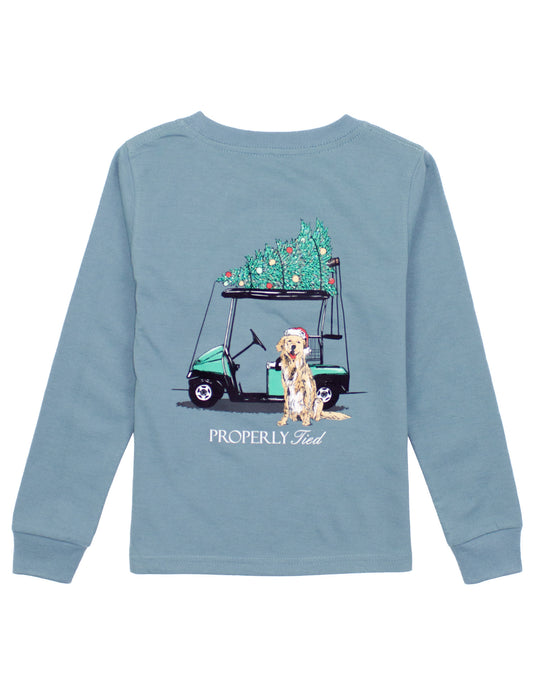 Santa's Caddy Long Sleeve Tee - Steel Blue