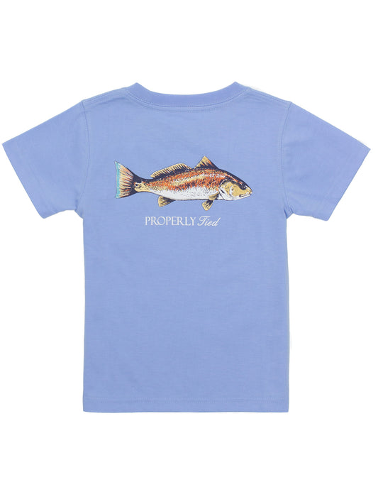 Properly Tied Boys Redfish Short Sleeve Tee- Light Blue