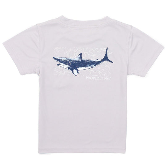 Properly Tied Topo Shark Short Sleeve Performance Tee- Ice Gray