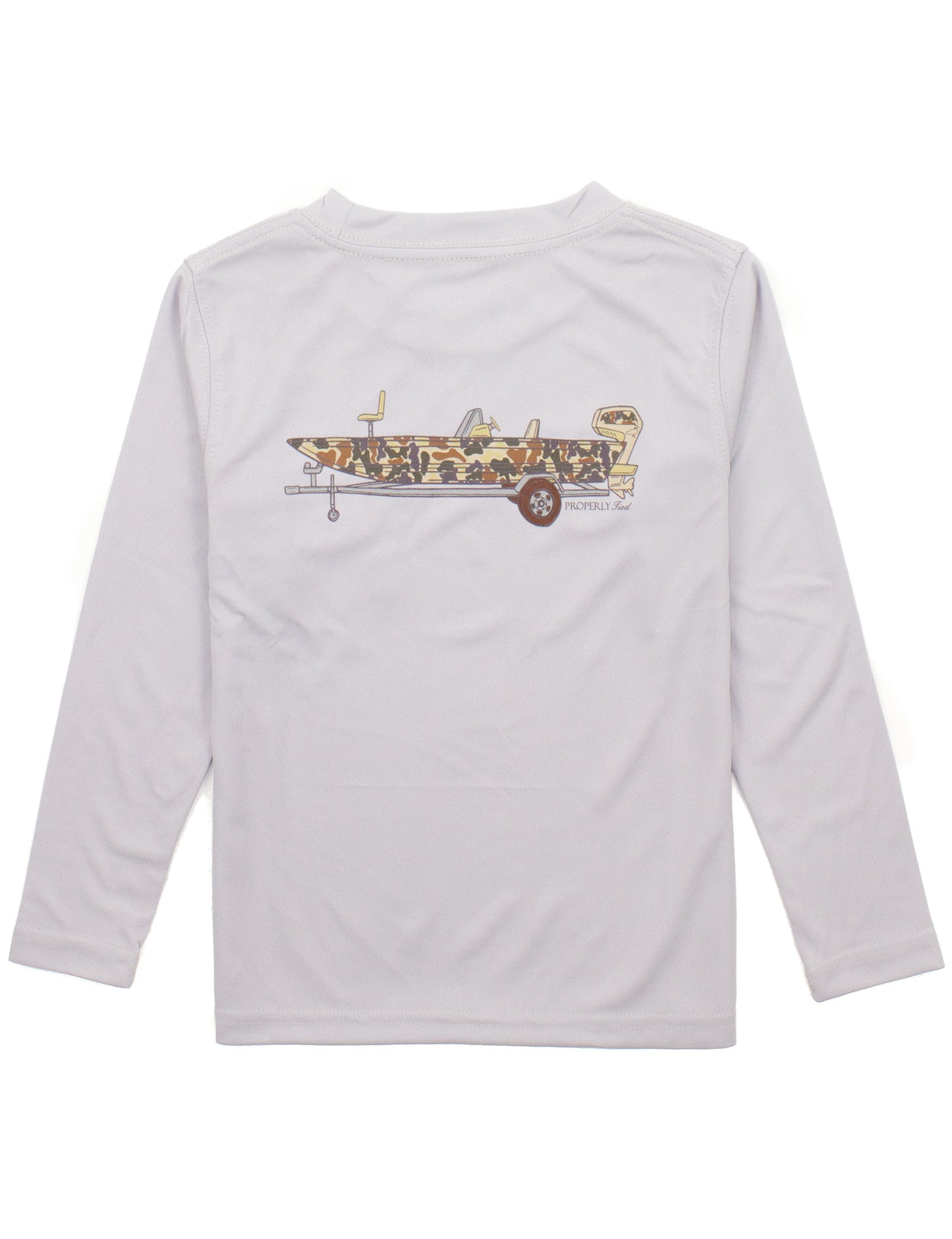 Properly Tied Camo Boat Performance Tee- Ice Gray