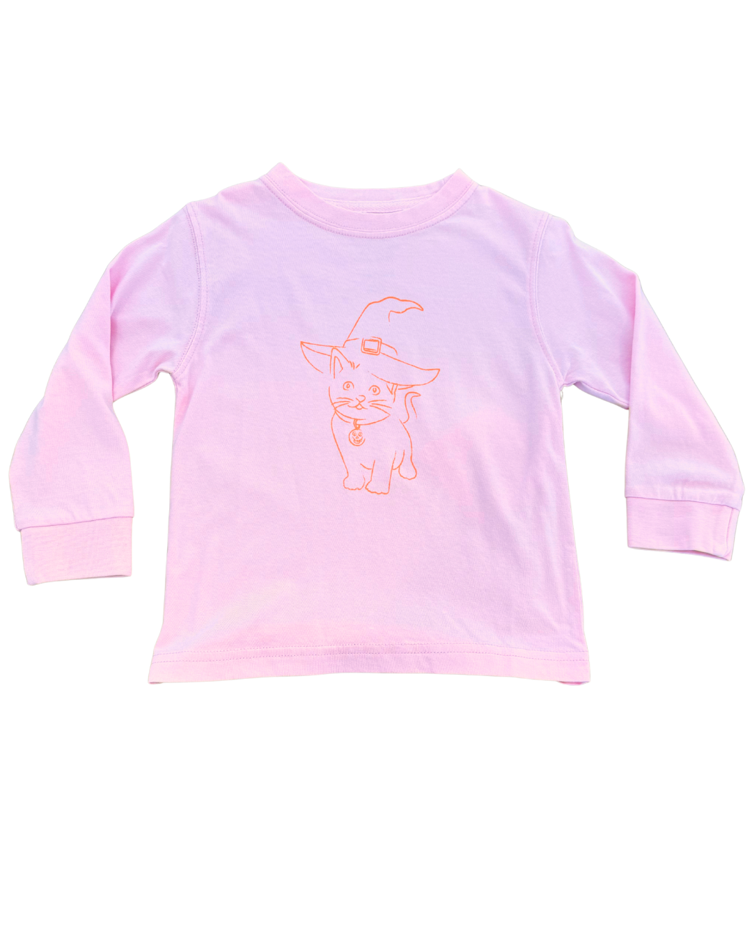 Mustard & Ketchup Children's Clothing Pink Halloween Cat Long Sleeve T-Shirt