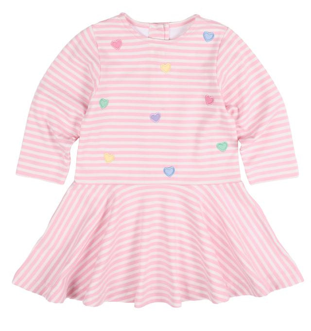 Florence Eiseman Stripe Knit Dress With Applique Hearts