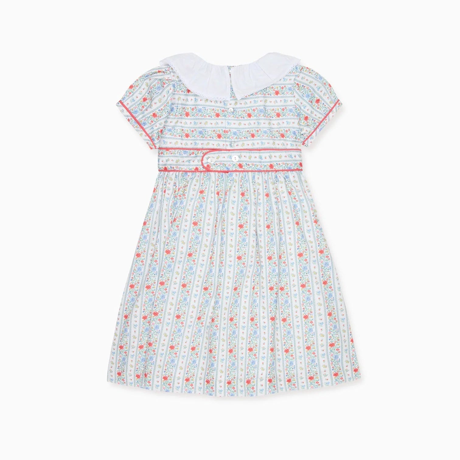 La Coqueta Ivory Rose Stripe Lana Girl Dress