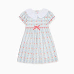 La Coqueta Ivory Rose Stripe Lana Girl Dress