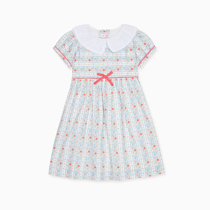 La Coqueta Ivory Rose Stripe Lana Girl Dress