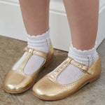 La Coqueta Gold Leather Girl T-Bar Shoes