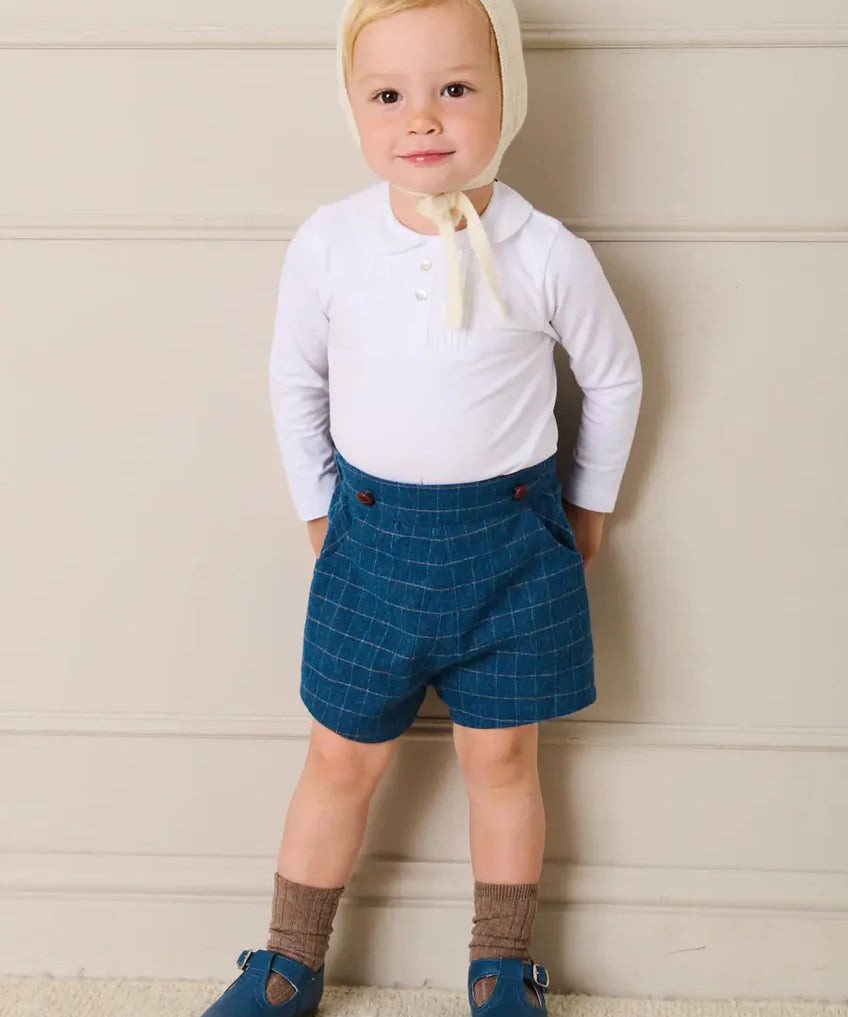 Pepa London Moreton Check Button Detail Bloomers in Navy