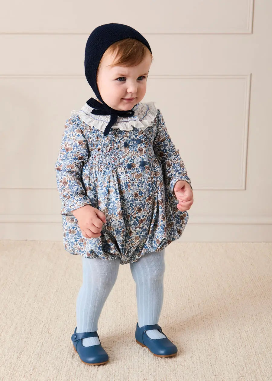 Beatrice Floral Hand Smocked Double Breasted Romper