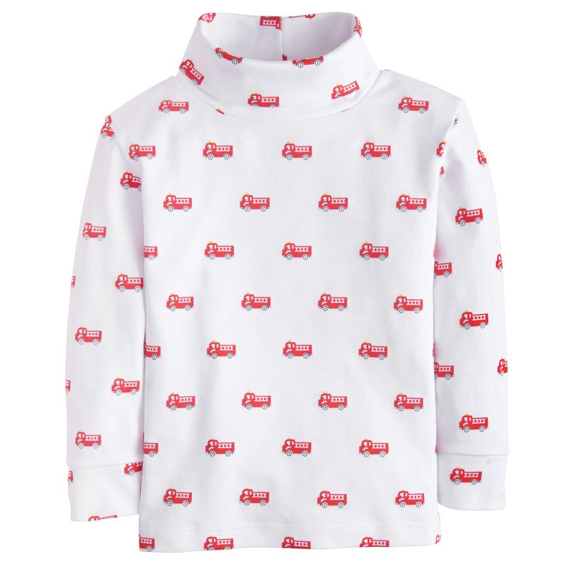 Little English Printed Turtleneck - Fire Trucks