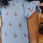 La Coqueta Light Blue Cherry Rita Girl Drop Waist Dress