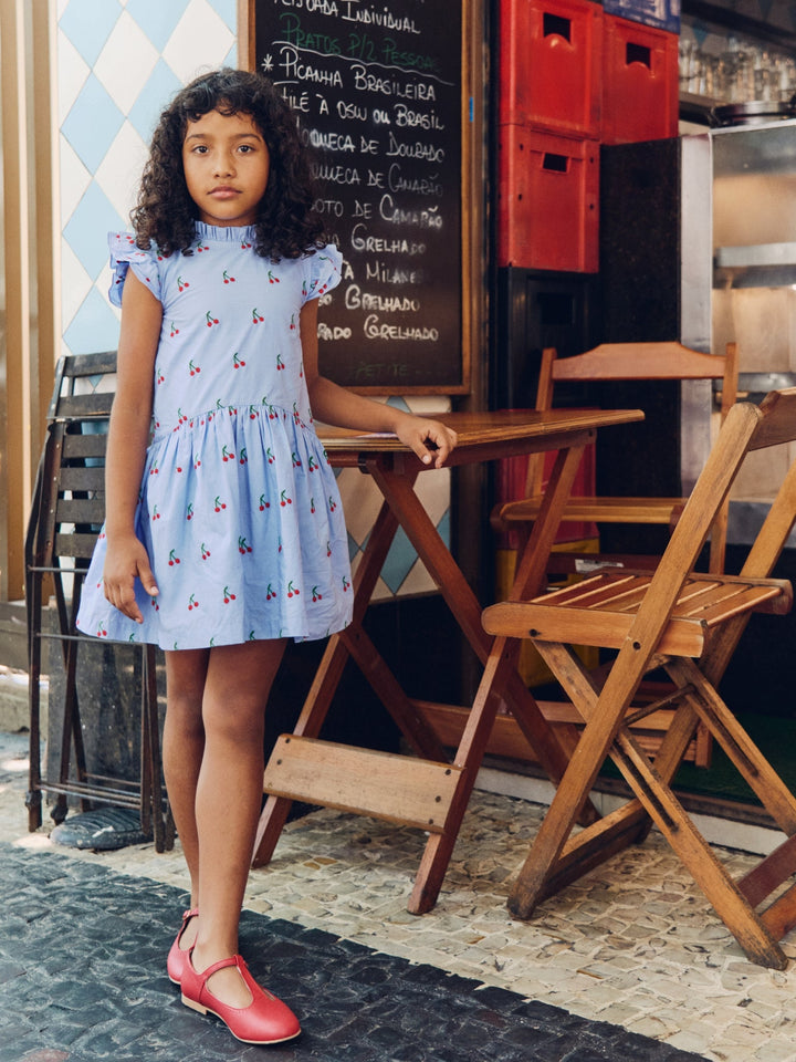 La Coqueta Light Blue Cherry Rita Girl Drop Waist Dress