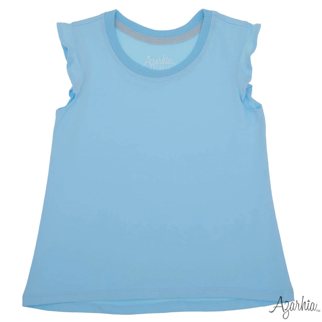 Azarhia Light Blue Ruffle Shirt