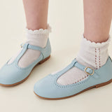la coqueta Light Blue Leather Girl T-Bar Shoes