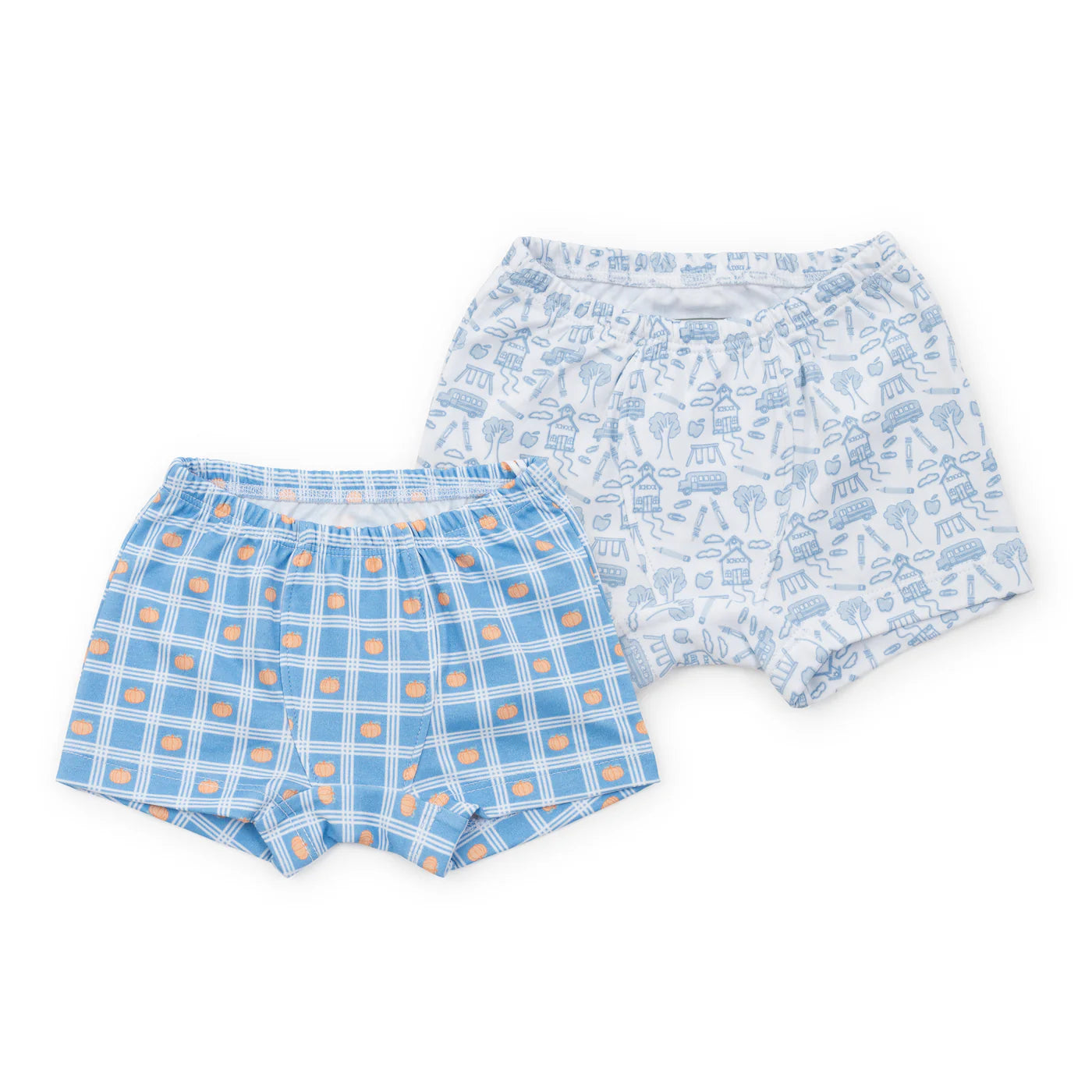 Lila and Hayes James Boys' Underwear Set - Pumpkin Plaid/School Days