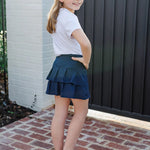 Lila and Hayes Margot Tiered Performance Skirt- Navy