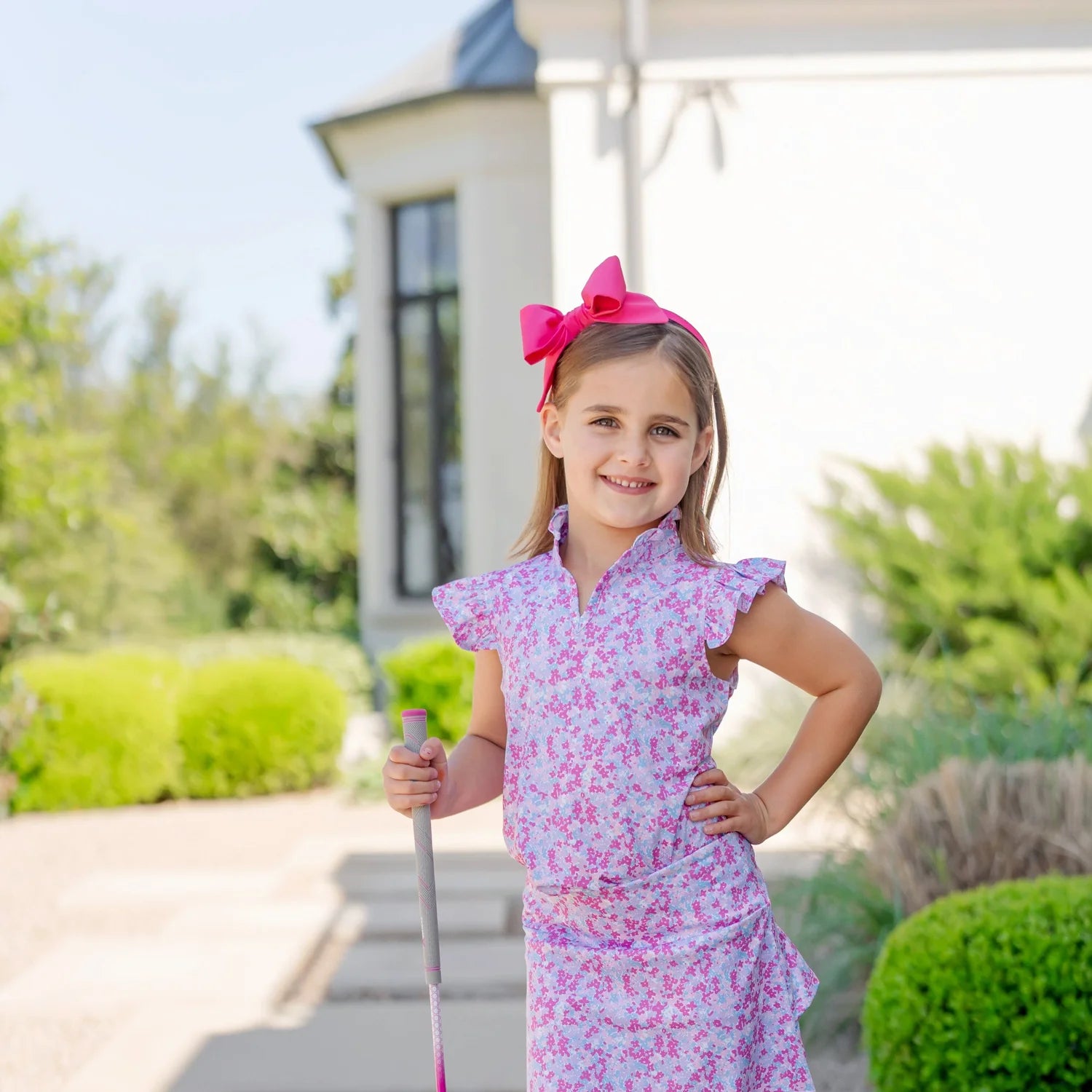 Lila and Hayes Ellie Girls' Sleeveless Performance Top- Preppy Petals