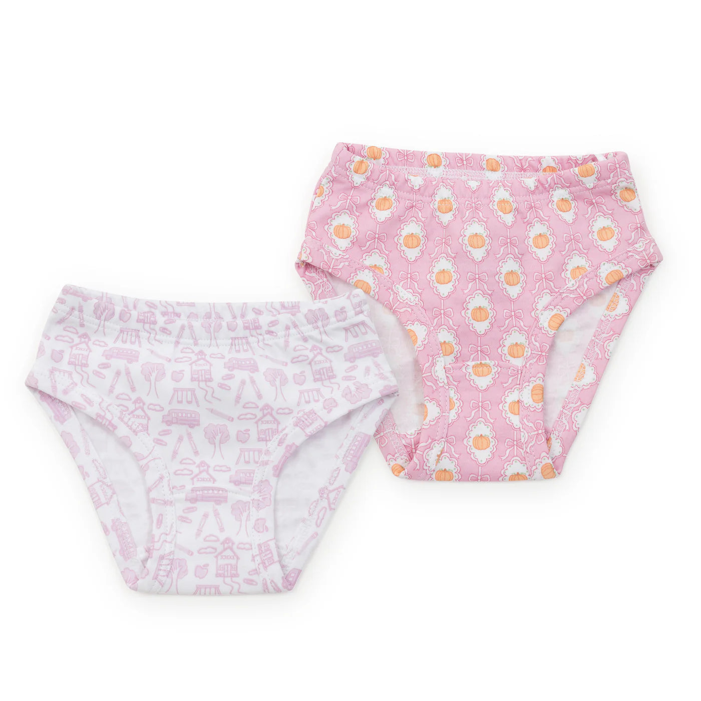 Lila and Hayes Lauren Girls' Underwear Set - Pretty Pumpkins/School Days Pink