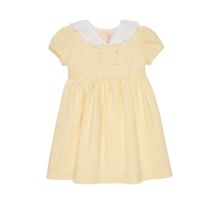 La Coqueta Lemon Stripe Liliana Girl Dress