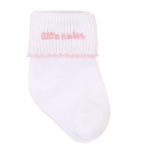 Magnolia Baby Little Sister Embroidered Socks