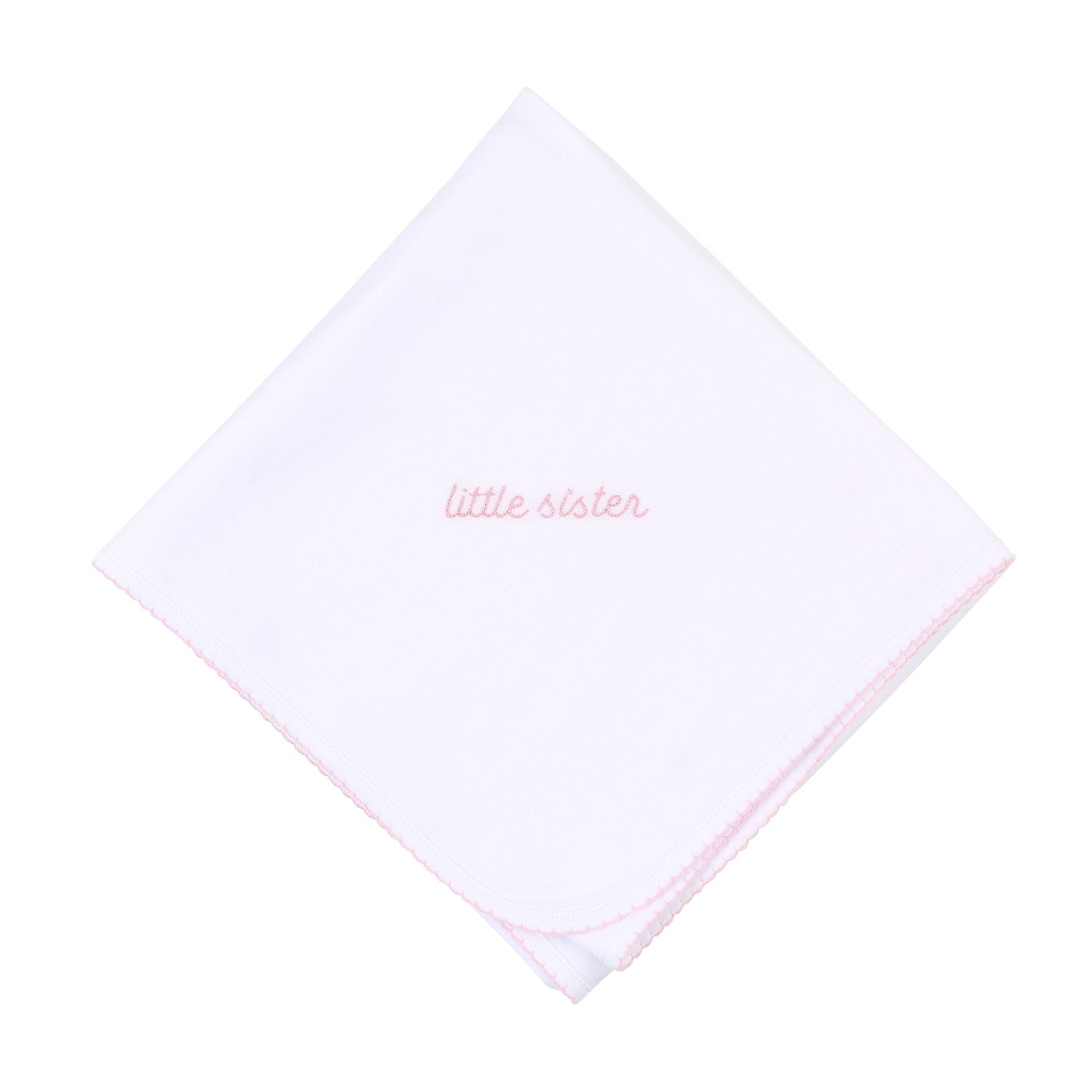 Magnolia Baby Little Sister Embroidered Receiving Blanket