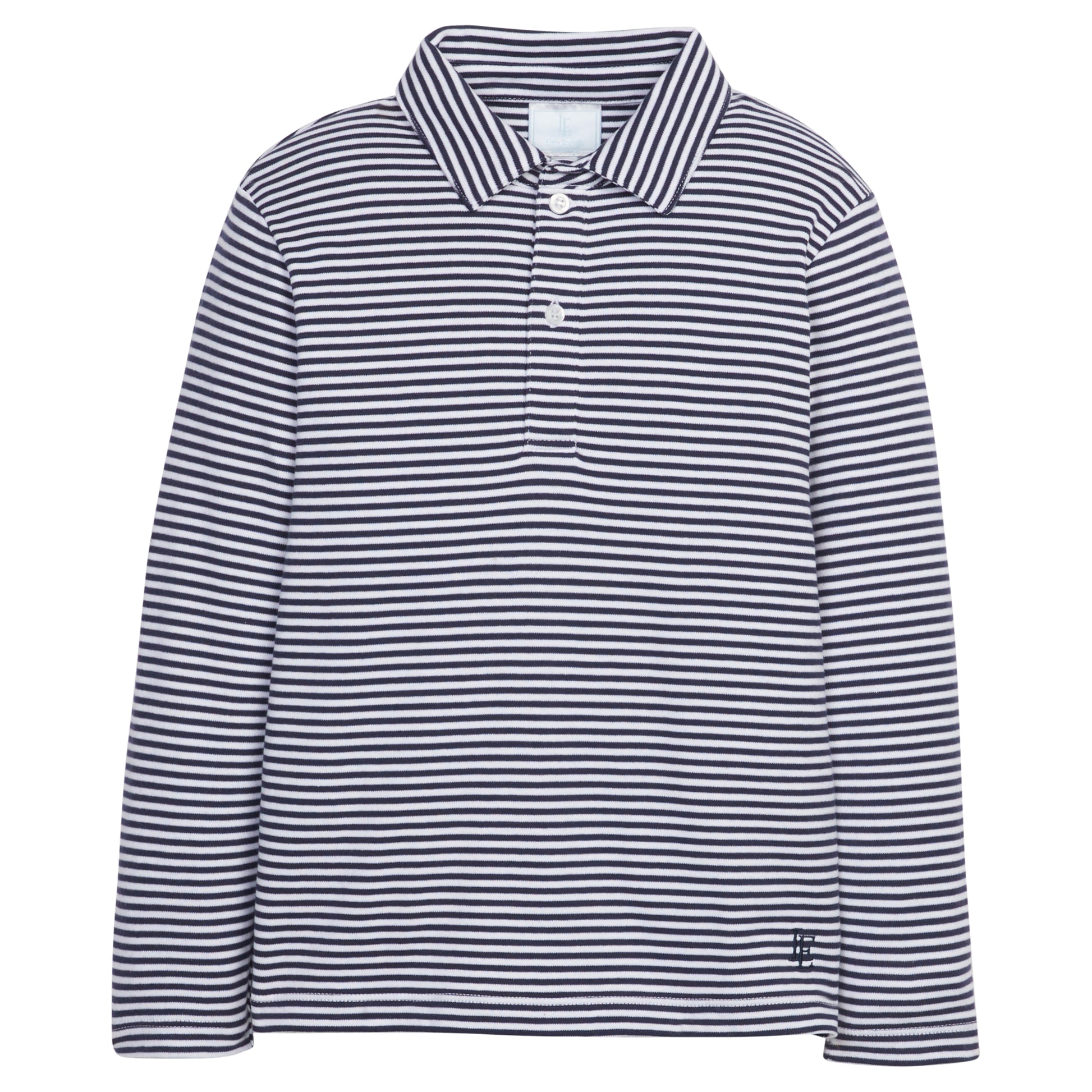 Little English Long Sleeve Polo - Navy Stripe