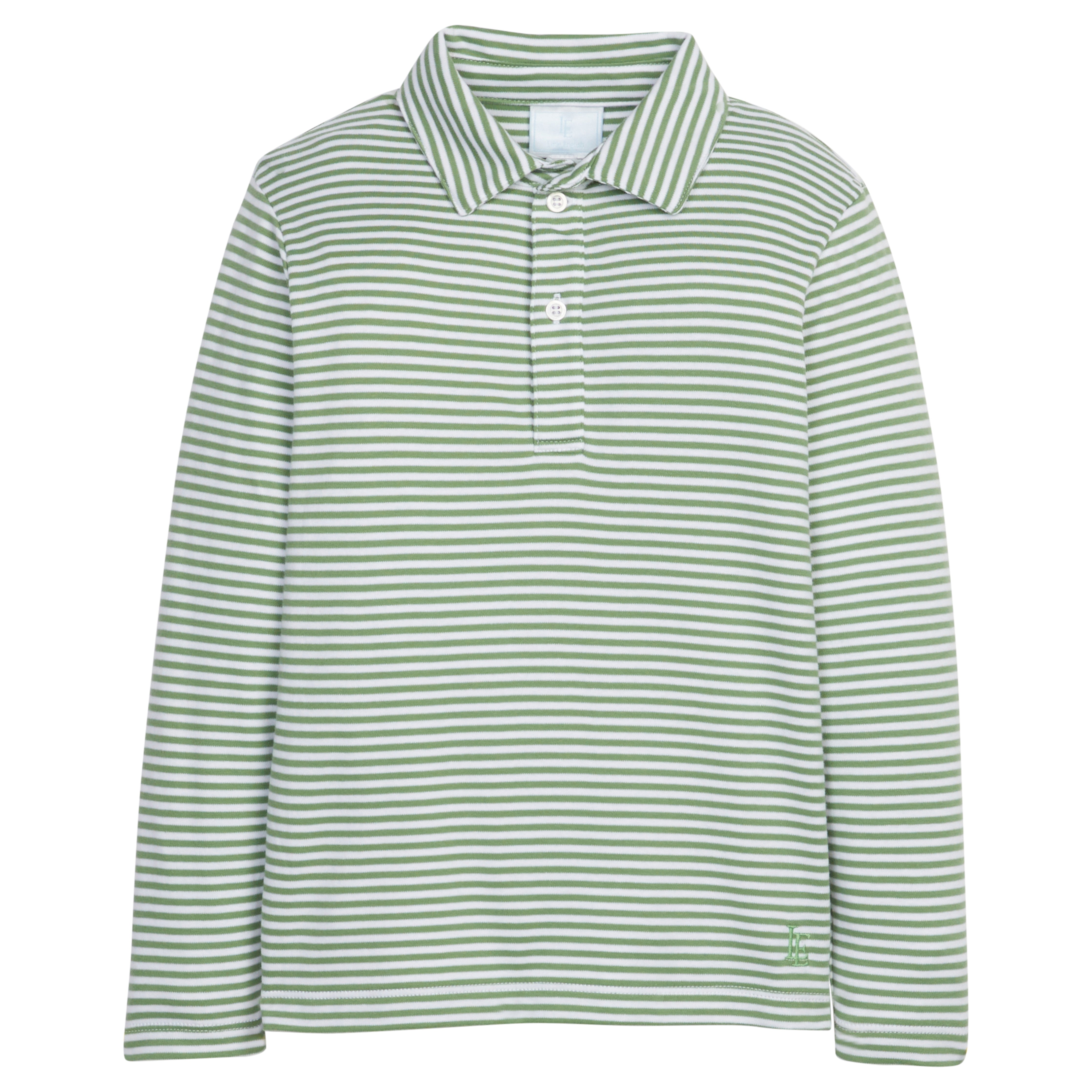 Little English Long Sleeve Polo - Watercress Stripe