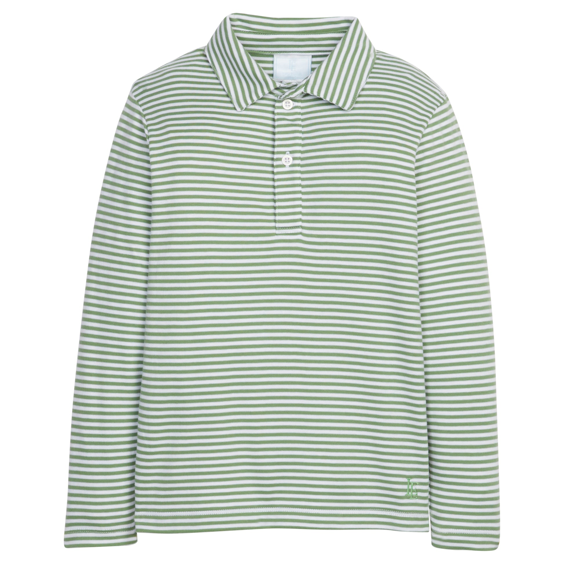 Little English Long Sleeve Polo - Watercress Stripe