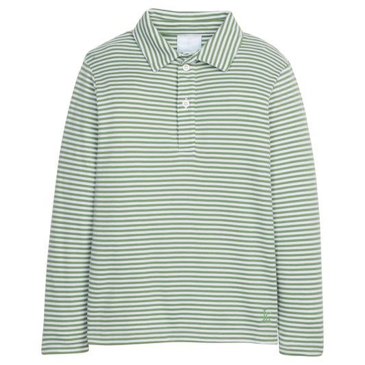 Little English Long Sleeve Polo - Watercress Stripe