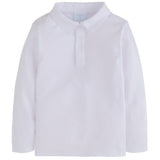 Boys Little English Long Sleeve White Polo kids shirt
