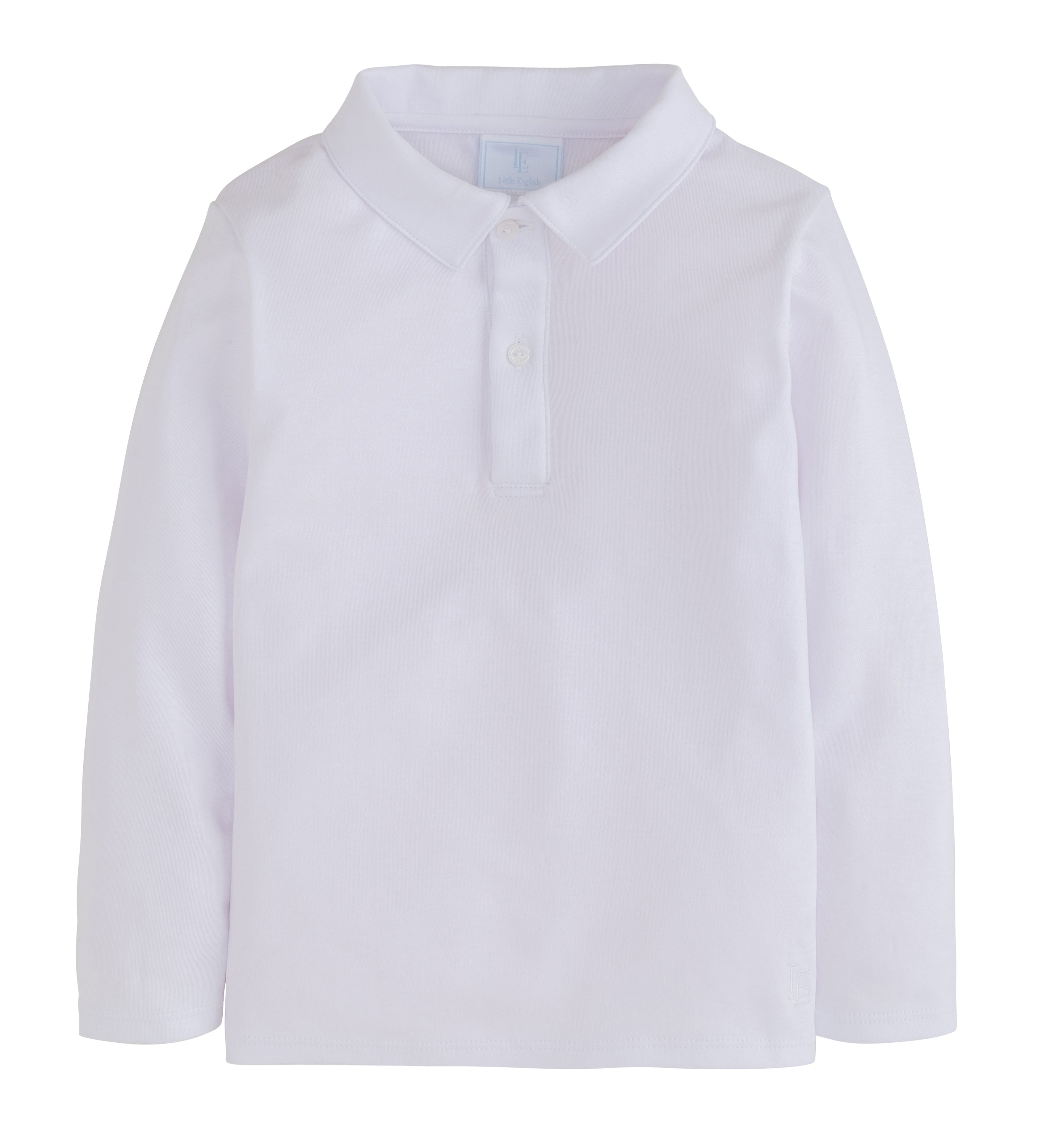 Boys Little English Long Sleeve White Polo kids shirt