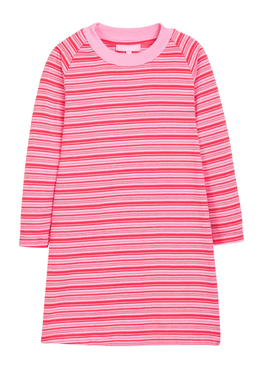 Bisby Long Sleeve T-Shirt Dress- Cambridge Crimson Stripe