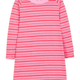 Bisby Long Sleeve T-Shirt Dress- Cambridge Crimson Stripe